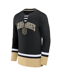 Men's Fanatics Black Vegas Golden Knights Back Pass Lace-Up Long Sleeve T-shirt