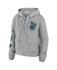 Women's Wear by Erin Andrews Heather Gray Seattle Seahawks Full-Zip Hoodie