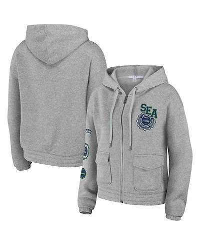 Women's Wear by Erin Andrews Heather Gray Seattle Seahawks Full-Zip Hoodie