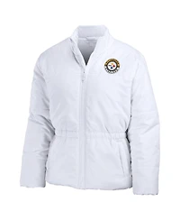Women's Wear by Erin Andrews White Pittsburgh Steelers Packaway Full-Zip Puffer Jacket
