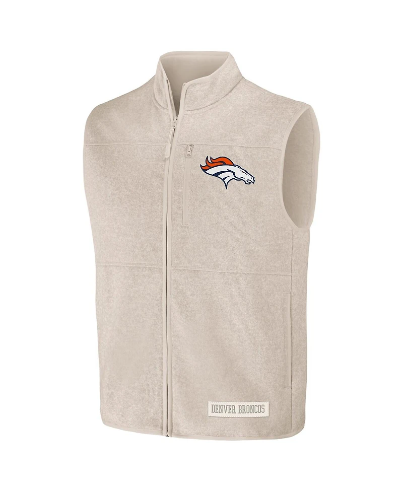 Men's Nfl x Darius Rucker Collection by Fanatics Oatmeal Denver Broncos Full-Zip Sweater Vest