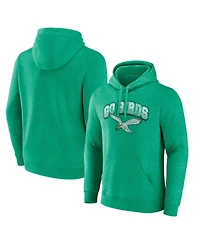 Men's Fanatics Kelly Green Distressed Philadelphia Eagles Gridiron Classics Go Birds Vintage-Like Arch Pullover Hoodie