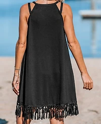 Cupshe Women's Boho Breeze Tassel Cover Up Dress