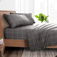 Bare Home Ultra-Soft Double Brushed Print Queen Sheet Set - Plaid