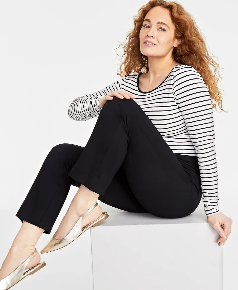 On 34th Women's Ponte-Knit Pull-On Ankle Pants, Regular & Short, Created for Macy's