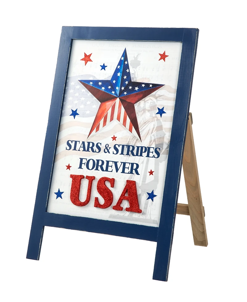 Glitzhome 24" H Patriotic, Americana Wooden Easel Porch Decor