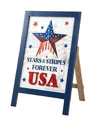 Glitzhome 24" H Patriotic, Americana Wooden Easel Porch Decor