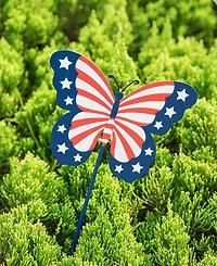 Glitzhome 24" H Set of 3 Patriotic, Americana Metal Butterflies Yard Stake