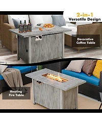 43 Inch 50 000 Btu Propane Fire Pit Table with Removable Lid-Grey