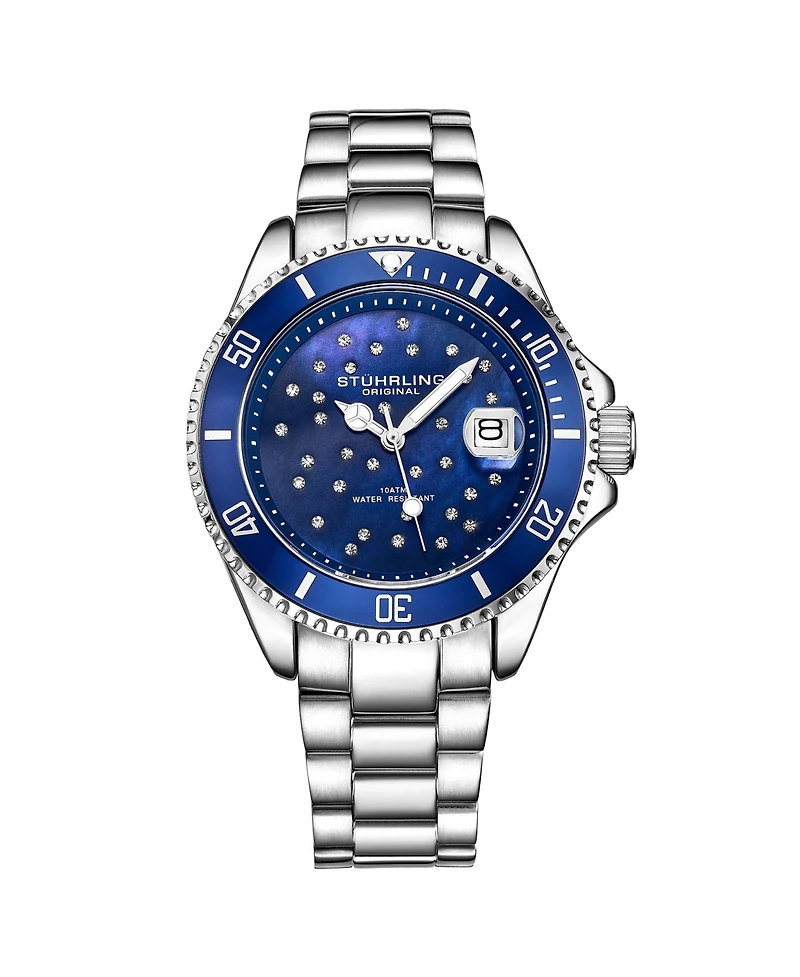 Stuhrling StarSea 3977 Women s Fashion Watch – Quartz Movement, 39mm Case, Mop Dial with Crystal Accents, 100M Water Resistance