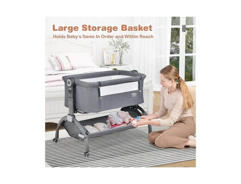 3-in-1 Baby Bassinet with Double-Lock Design and Adjustable Heights