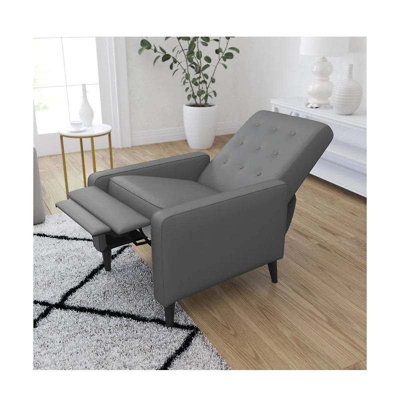 Darcy Recliner Chair Mid-Century Modern Tufted Upholstery Ergonomic Push Back Living Room Recliner