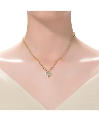 GiGiGirl Chic Teens/Young Adults 14K Gold Plated Cubic Zirconia Heart Charm Necklace