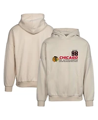 Men's LevelWear Connor Bedard Cream Chicago Blackhawks Oscar Name and Number Oversized Pullover Hoodie