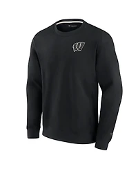 Men's and Women's Fanatics Signature Black Wisconsin Badgers Super Soft Pullover Crew Sweatshirt