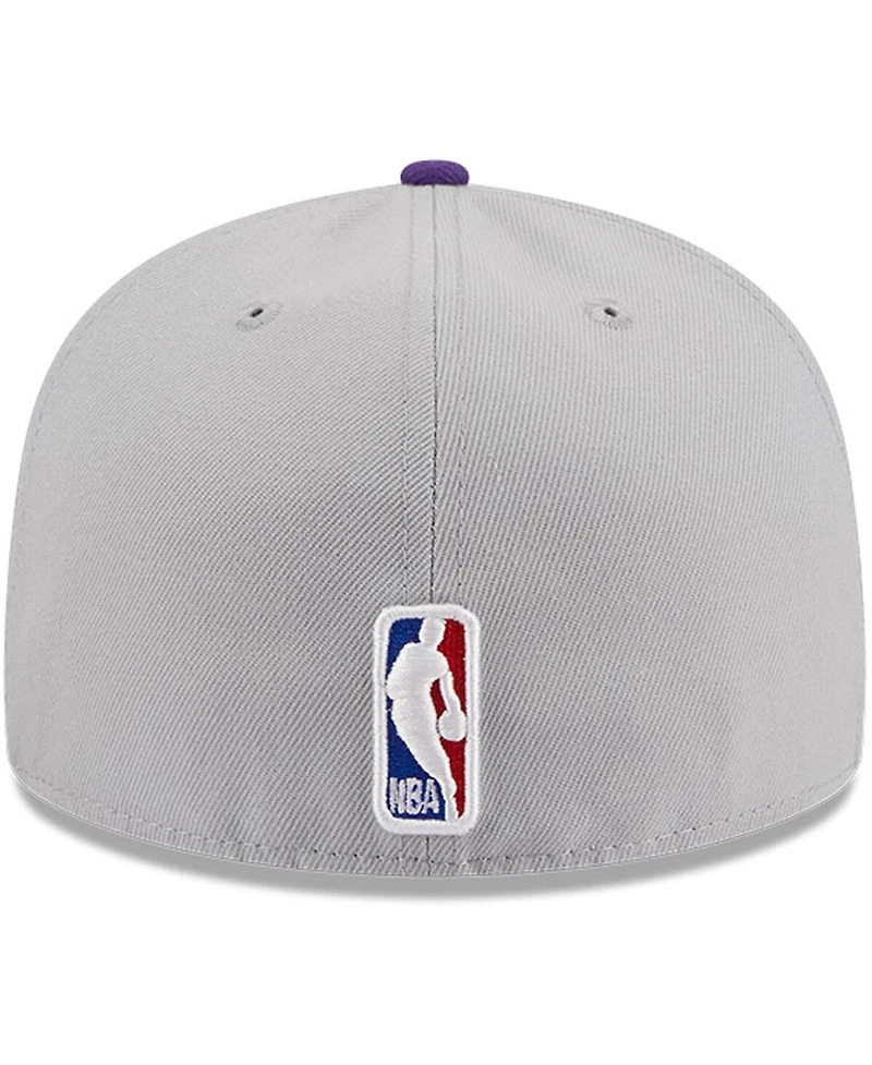Men's New Era Gray, Purple Los Angeles Lakers Tip-Off Two-Tone 59FIFTY Fitted Hat