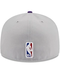 Men's New Era Gray, Purple Los Angeles Lakers Tip-Off Two-Tone 59FIFTY Fitted Hat