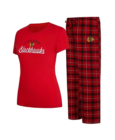 Women's Concepts Sport Red, Black Chicago Blackhawks Arctic T-shirt and Pajama Pants Sleep Set
