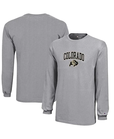 Big Boys Champion Gray Colorado Buffaloes Arch Over Logo Long Sleeve Jersey T-shirt