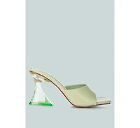Womens Sweet16 Clear Spool Heel Sandals