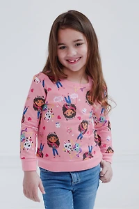 Gabby's Dollhouse Toddler Girls Dreamworks Pandy Paws MerCat Cakey Cat French Terry Sweatshirt Pink Toddler|Child