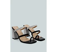 Womens Marve Contrast Strap Block Heel Sandals
