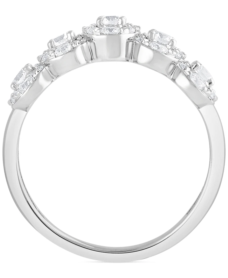 Diamond Halo Cluster Ring (1 ct. t.w.) in 14k White Gold