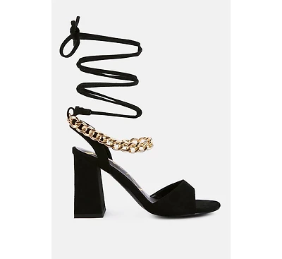 Womens Gone Gurl Metal Chain Lace Up Sandals