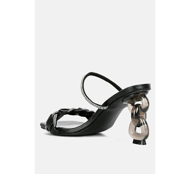 Womens Big Plan Diamante Detail Mid Heel Sandals