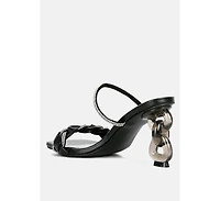Womens Big Plan Diamante Detail Mid Heel Sandals