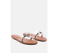 Women's Scoth Clear Buckled Quilted Slides