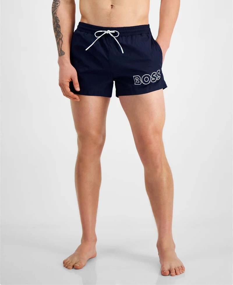 Boss by Hugo Men's Mooneye Outlined Logo Drawstring 3" Swim Trunks