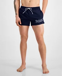 Boss by Hugo Men's Mooneye Outlined Logo Drawstring 3" Swim Trunks