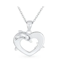 Bling Jewelry Created Blue Opal Inlay Nautical Ocean Marine Hawaiian Vacation Heart Starfish Sea Life Dolphin Dangling Pendant Necklace Sterling Silve