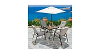 5 Feet Patio Square Market Table Umbrella Shelter with 4 Sturdy Ribs