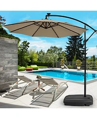 Fillable Universal Offset Umbrella Base with Cross Base and Wheels-Black