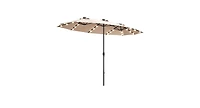 15 ft Patio Led Crank Solar Powered 36 Lights Umbrella without Weight Base