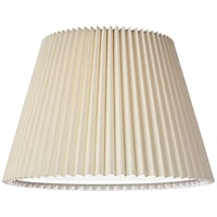 Springcrest Ivory Linen Knife Pleat Medium Lamp Shade 9" Top x 14.5" Bottom x 10" High (Spider) Replacement with Harp and Finial