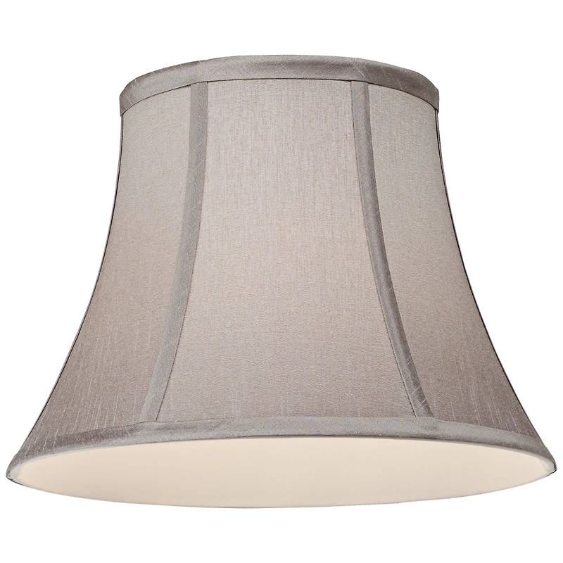 Springcrest Set of 2 Pewter Gray Small Bell Lamp Shades 7" Top x 12" Bottom x 9" High (Spider) Replacement with Harp and Finial