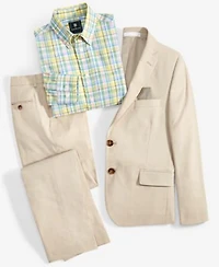 Big Boys Classic Fit Khaki Sport Coat Plaid Shirt Khaki Dress Pants