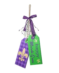 Glitzhome 25.5" H Happy Mardi Gras Day Wooden Bookmark Door Hanger