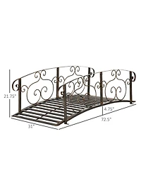 Out sunny 6' Metal Arch Backyard Garden Bridge, Safety Side rails, Arc Footbridge for Backyard Creek, Stream, Pond, Bronze