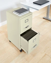 Office Star 26.75" 2 Drawer Mobile Locking Metal File Cabinet