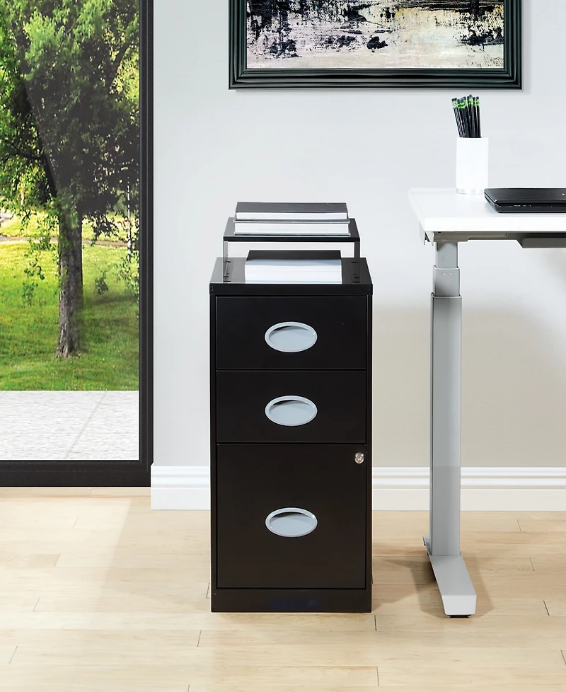 Office Star 27.75" 3 Drawer Locking Metal File Cabinet