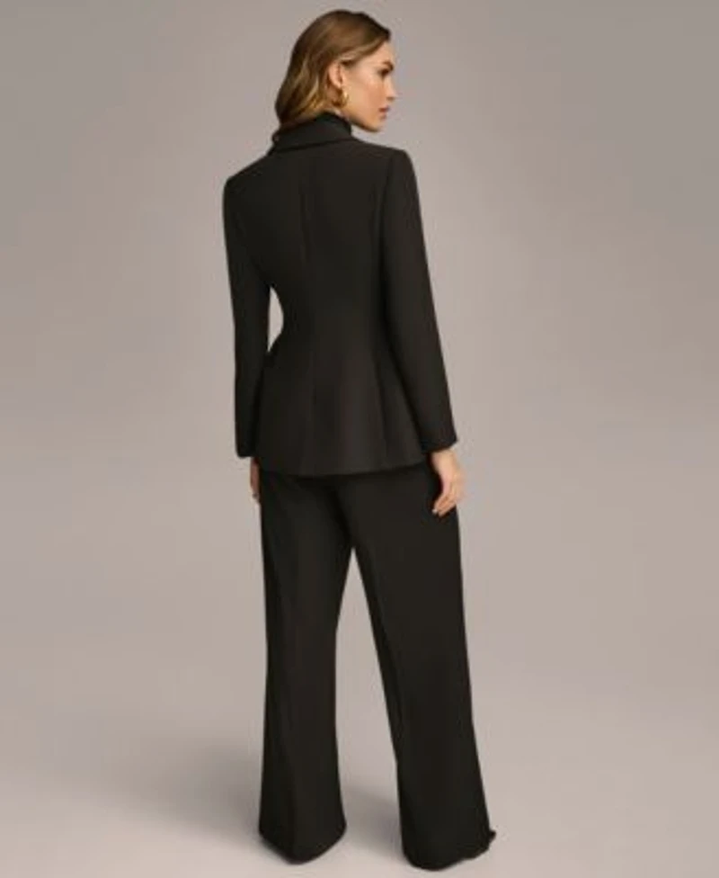 Donna Karan Womens Belted Blazer Pleat Front Wide Leg Pants