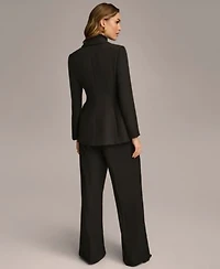 Donna Karan Womens Belted Blazer Pleat Front Wide Leg Pants