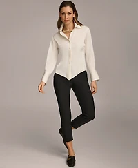 Donna Karan New York Women's Button Front Point Hem Top, Regular & Petite Sizes