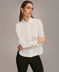 Donna Karan New York Women's Button Front Collared Shirt