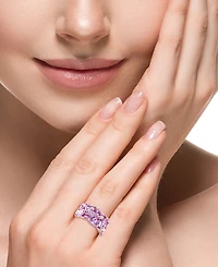 Effy Amethyst (7/8 ct. t.w.) & Pink Amethyst (4 ct. t.w.) Heart & Baguette Cluster Ring in 14k Rose Gold