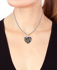 Effy Multi-Gemstone Mixed Cut Heart 18" Pendant Necklace (6-5/8 ct. t.w.) in Sterling Silver